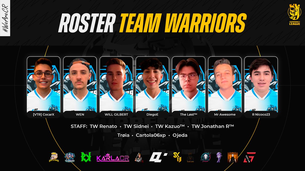 ▫️Roster Oficial <a href="/WarriorsTeamOFC/">Team Warriors</a> 

🇧🇷 <a href="/CocaRX/">Coca rX</a>
🇧🇷 <a href="/WenCollado/">WEN</a>
🇨🇦 <a href="/WillGilbert06/">Will Gilbert</a>
🇲🇽 <a href="/DiegoE_CR/">DiegoE</a>
🇲🇽 <a href="/TheLost_CR/">Giovas</a>
🇪🇬 <a href="/TheAwesomeCR/">THE AWESOME CR</a>
🇨🇴 <a href="/Nicoco23CR/">Nicoco23</a>

#WeAreCR
