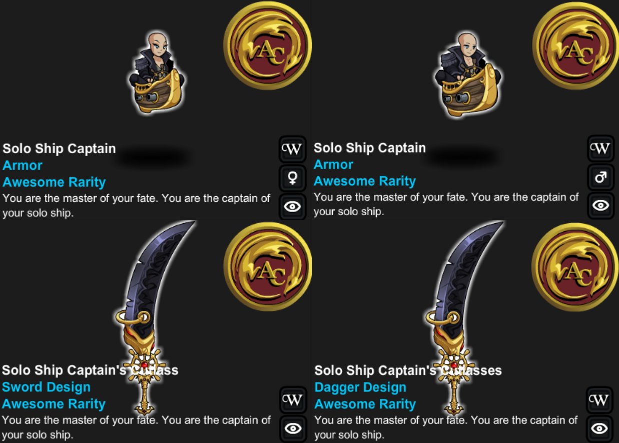 AQW News Source ⚔️ on Twitter "You can get the ACTagged "Solo Ship Captain" Set from the Doom