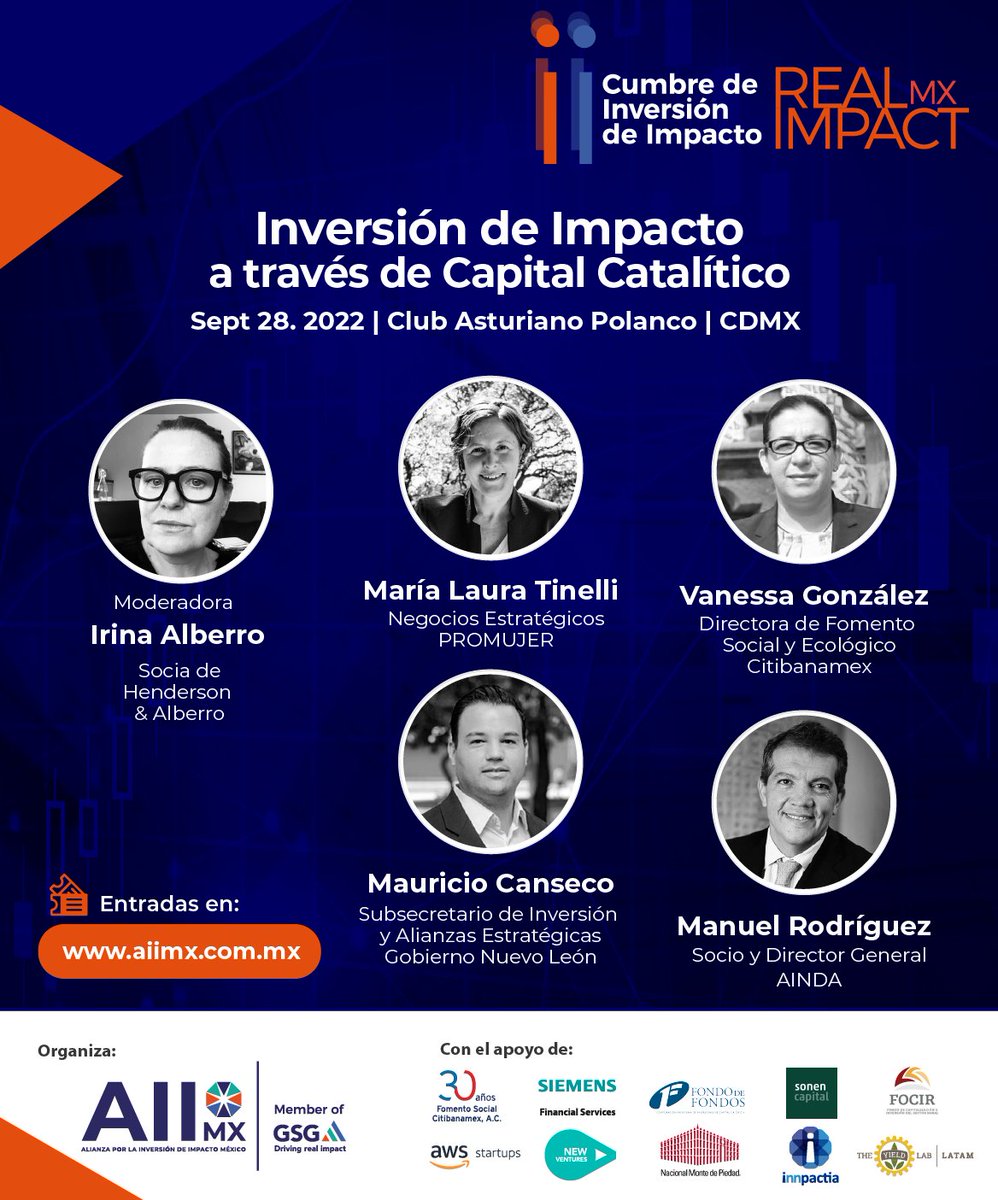 La Inversión de Impacto a través de capital catalítico hará parte de la serie de paneles en el que participarán grandes líderes del ecosistema de impacto en México #RealImpactMX
Las entradas se agotan, separe su cupo en: aiimx.com.mx/cumbre-de-inve…
