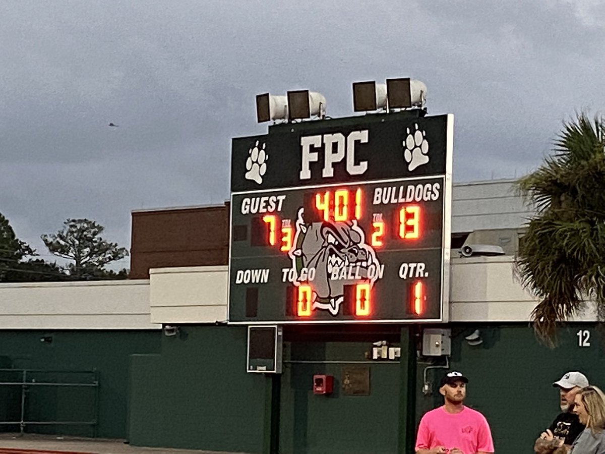Beautiful night for some <a href="/FPCHSFootball/">FPC Football</a>! Late in the first period, <a href="/FPCHS/">Flagler Palm Coast High School</a> is up 13-7 over University! <a href="/FPCHSAthletics/">FPC Athletics</a>