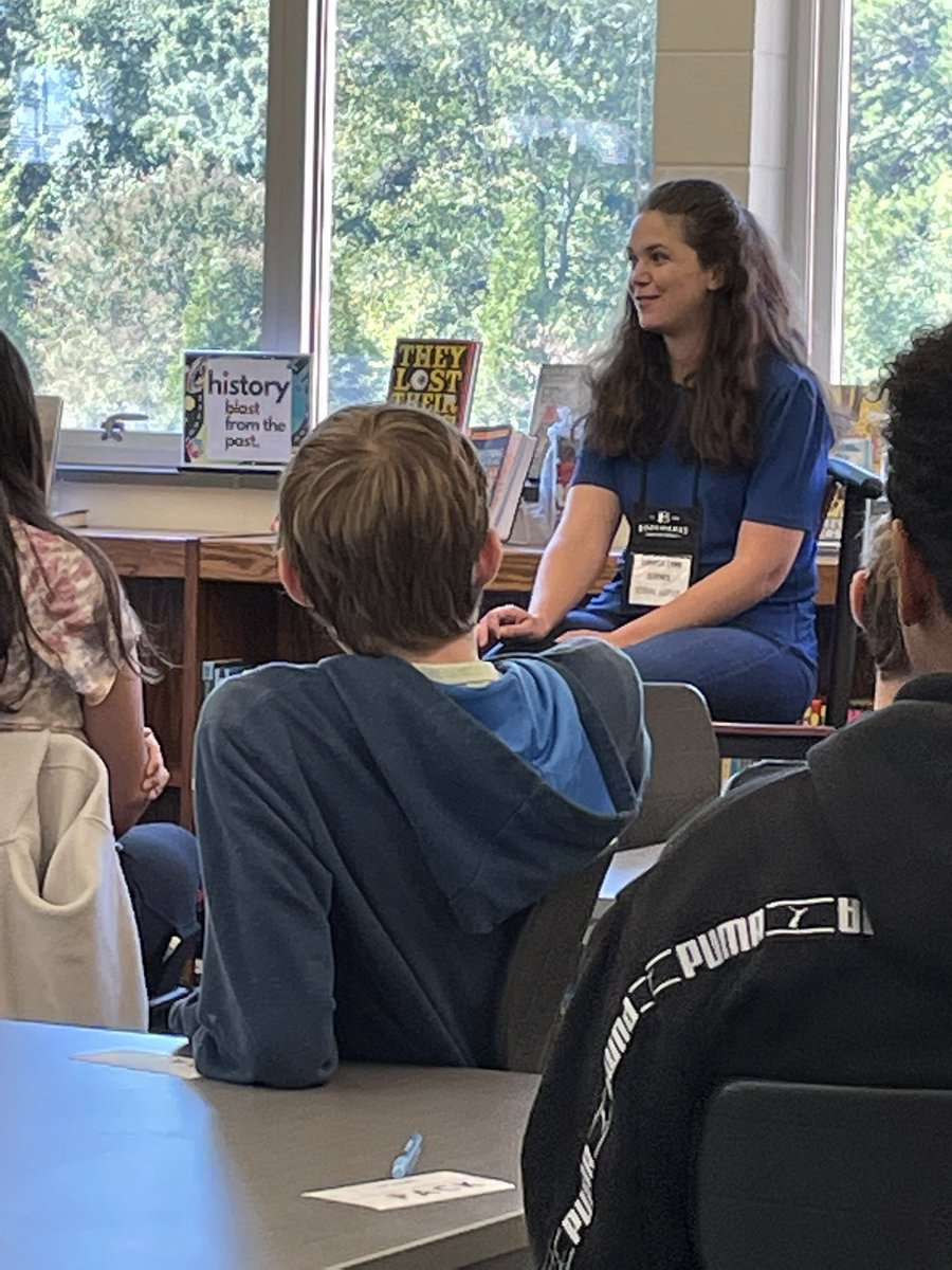 WMSWolfpack's tweet photo. Fantastic Visit with NYT best-selling Author Jennifer Lynn Barnes! Many thanks to @BookmarksNC for this incredible opportunity! #wsfcs #bookmarkfestival @wsfcs @WSFCS_media @jenlynnbarnes https://t.co/iF6w7Z8224