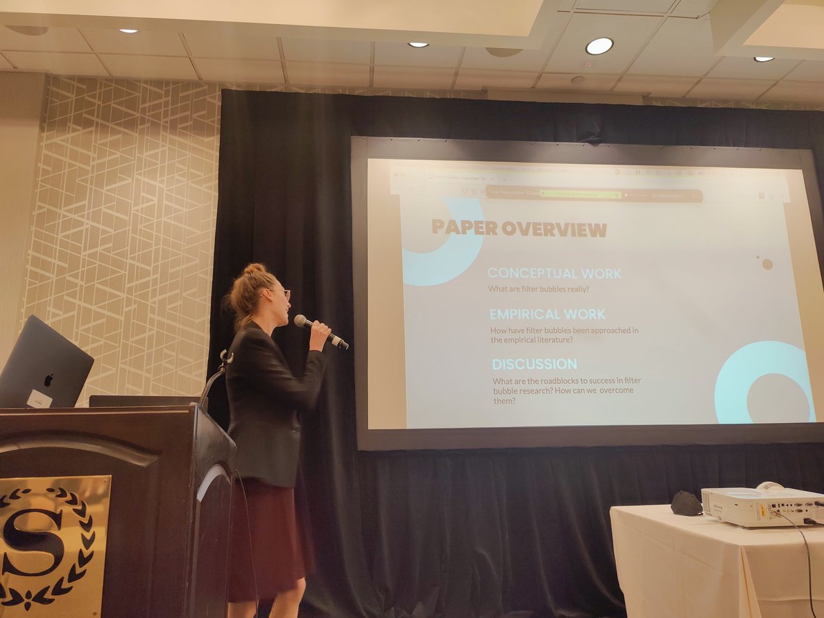 RajAmifa's tweet photo. Lien Michiels is presenting the review of filter bubbles @FAccTRec. #RecSys22 @ACMRecSys https://t.co/DcT1ecBM2L
