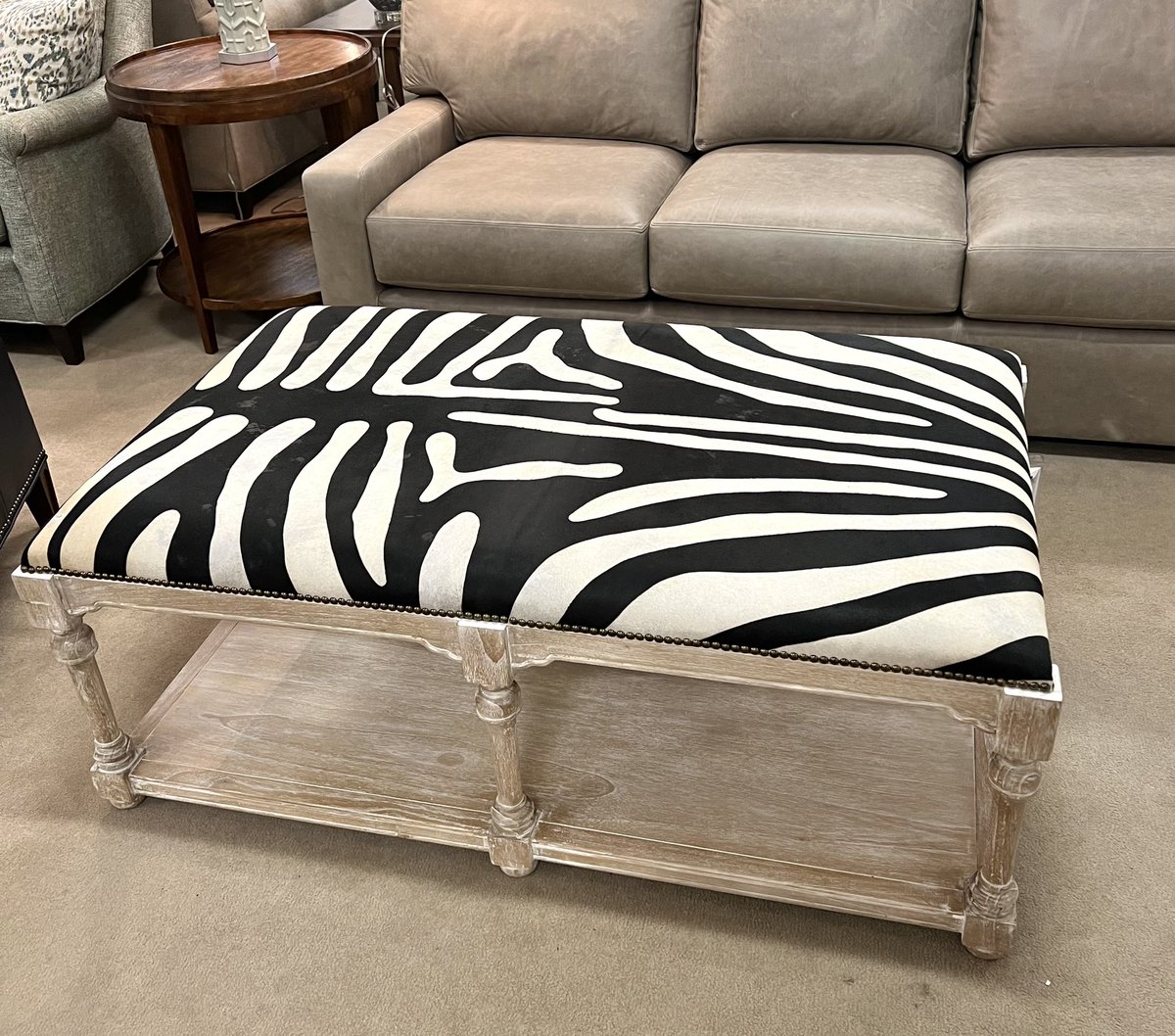 MartyRaes's tweet photo. Just marked this hair on hide leather ottoman down to $1599.  This would make a great accent piece in your family room. #lexingtonsc #accentfurniture #aikensc #sumtersc #westcolumbiasc #columbiasc #camdensc #interiordesign https://t.co/4azquJNyqH