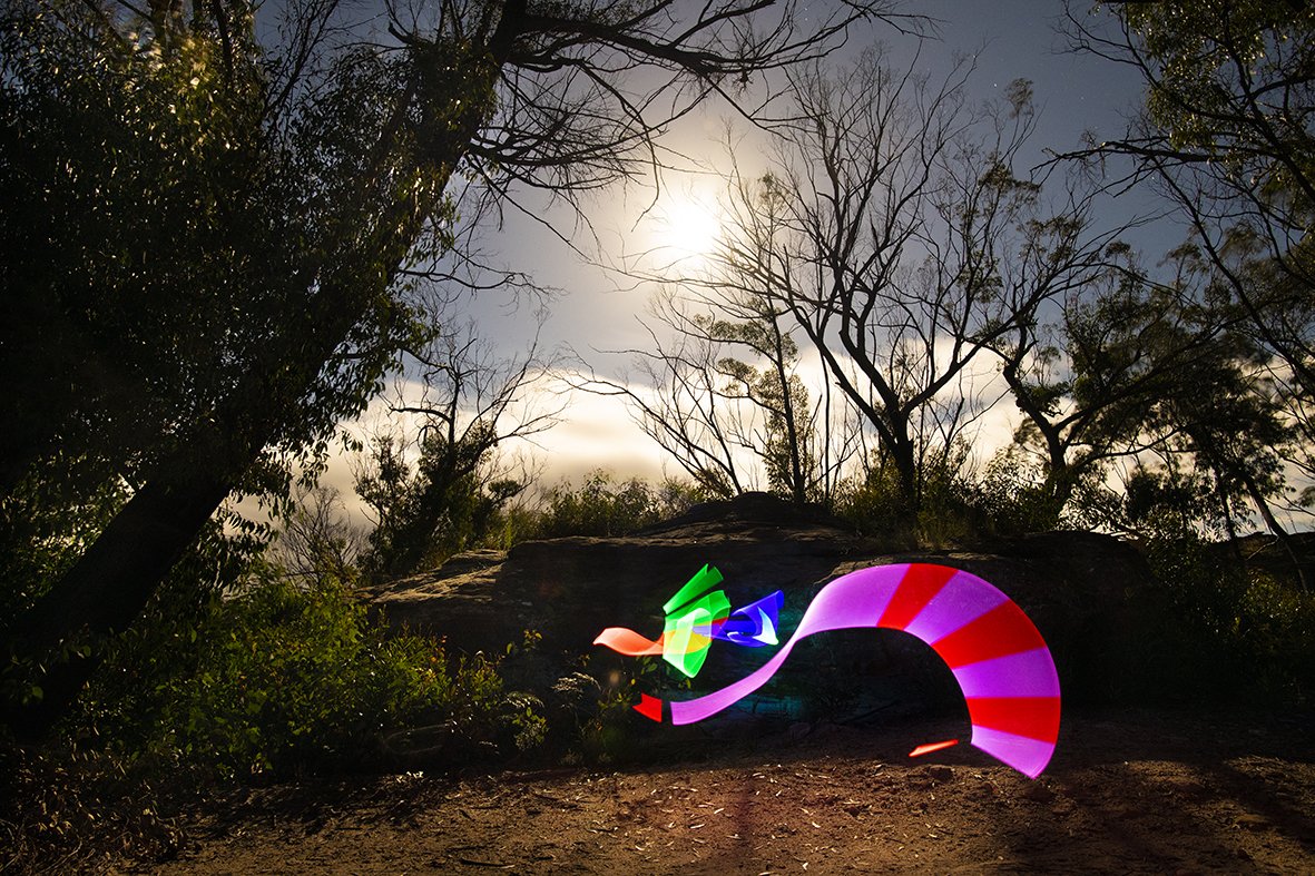 Gm! 14 SOLD 🥳🥳🥳🌈🌈🌈

This light painting photograph was shot in the middle of the night, during this full moon. It was so bright it looked like a sunny afternoon. 🌞 

objkt.com/profile/penelo…