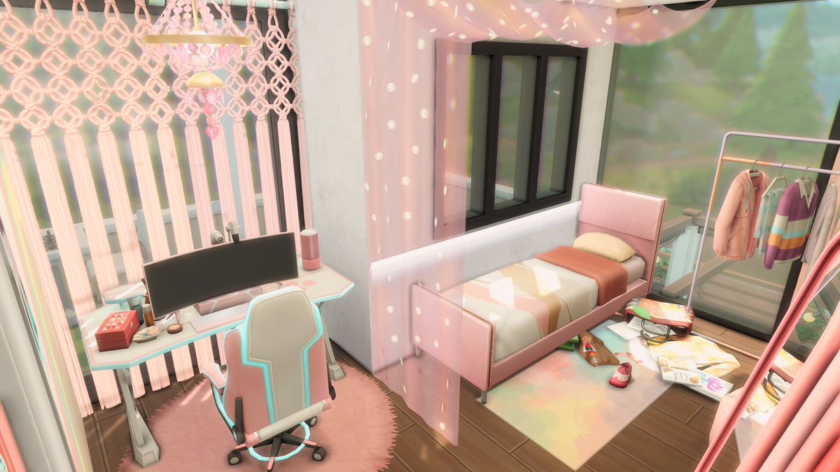 Doctor_Ashley's tweet photo. Inspired by the @LogitechG Aurora collection, I built a Teenage Gamer house using @TheSims 4 High School Years EP! 

>> https://t.co/qFxsthNx9C

It's perfect for 3 high school students who want to take their gaming &amp; streaming careers to the next level 😎 #SponsoredByEA https://t.co/dSwi6q87rp