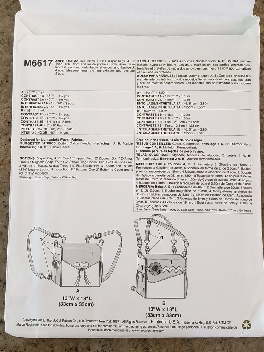 quilts_more's tweet photo. Diaper Bag Used Sewing Pattern McCall's Fashion Accessories M6617 Whistlepig Creek Productions Baby Accessory https://t.co/EO9iRAXjss #Etsy #ImagineQuiltsAndMore #BabyNeed https://t.co/Le0fqe0JIz