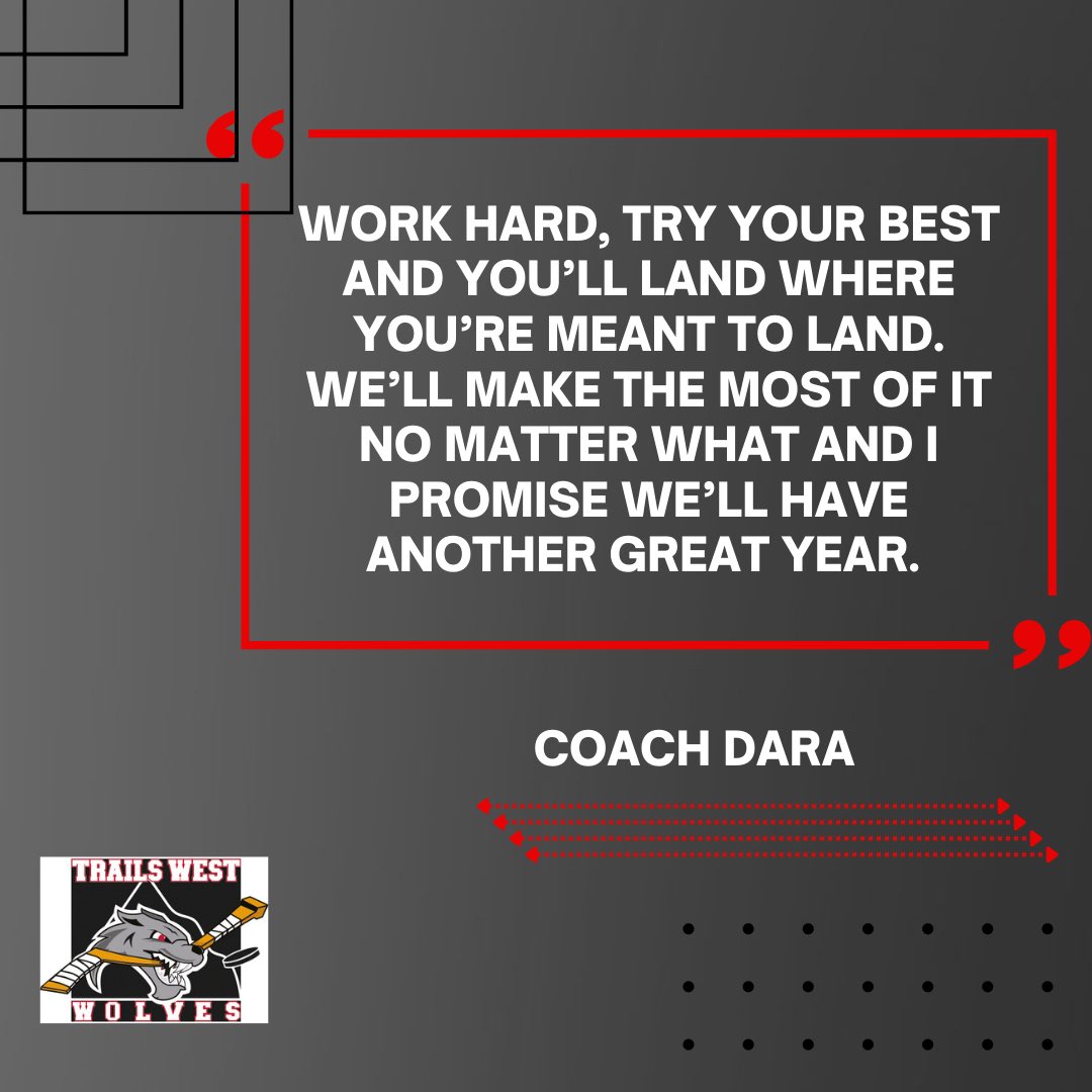 TrailsWestHocky's tweet photo. ! EVALUATION INSPIRATIONS !
Day 9 - Brought to you by Coach Dara Schmidt
Go Wolves Go
#trailswesthockey
#wolveshockey
#trailswestwolves https://t.co/gtRTmWiha5