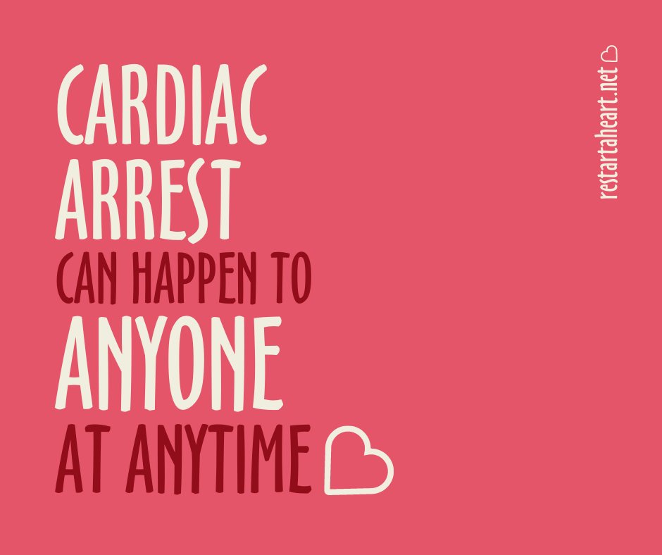 RestartHeartDay's tweet photo. Cardiac arrest can happen to a 2-year old playing with their toys, a fit 23-year old athlete, a 50-year old mum, or a 75-year old enjoying retirement.
That's why it's so important to learn to CALL PUSH and SHOCK. ❤️
#CallPushShock #9for9challenge #RestartAHeart https://t.co/UDSjg35ka9