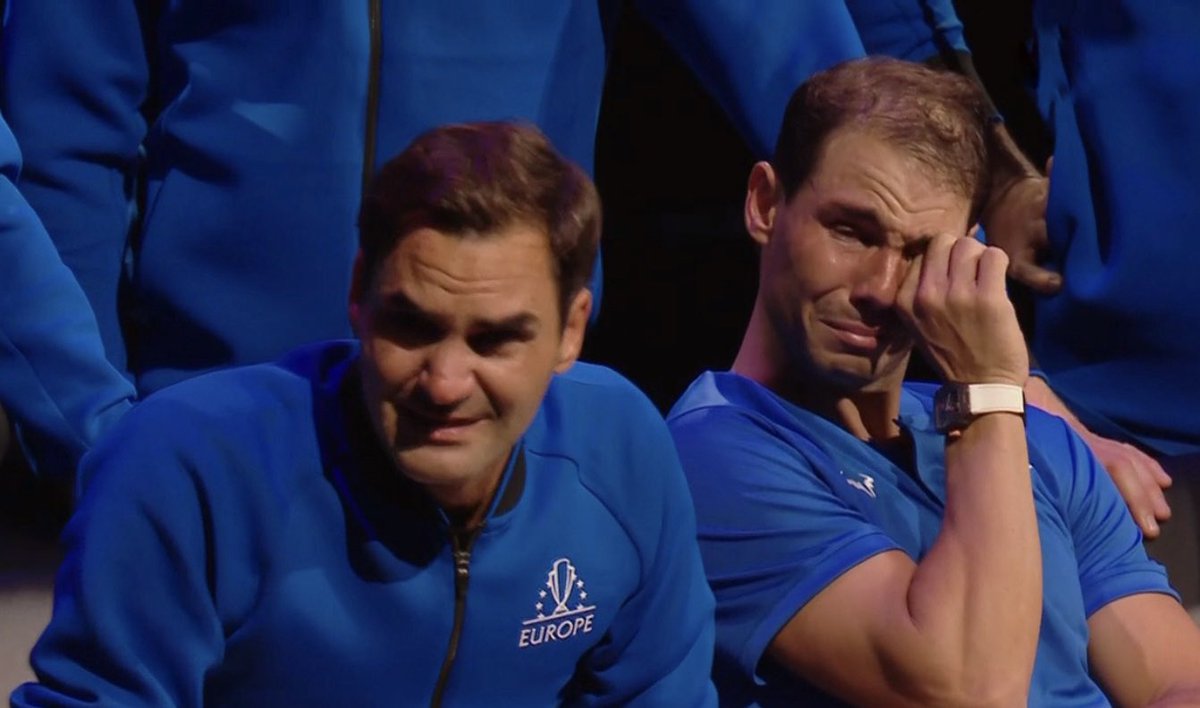 Rafael Nadal chorando muito na despedida de Roger Federer 💔