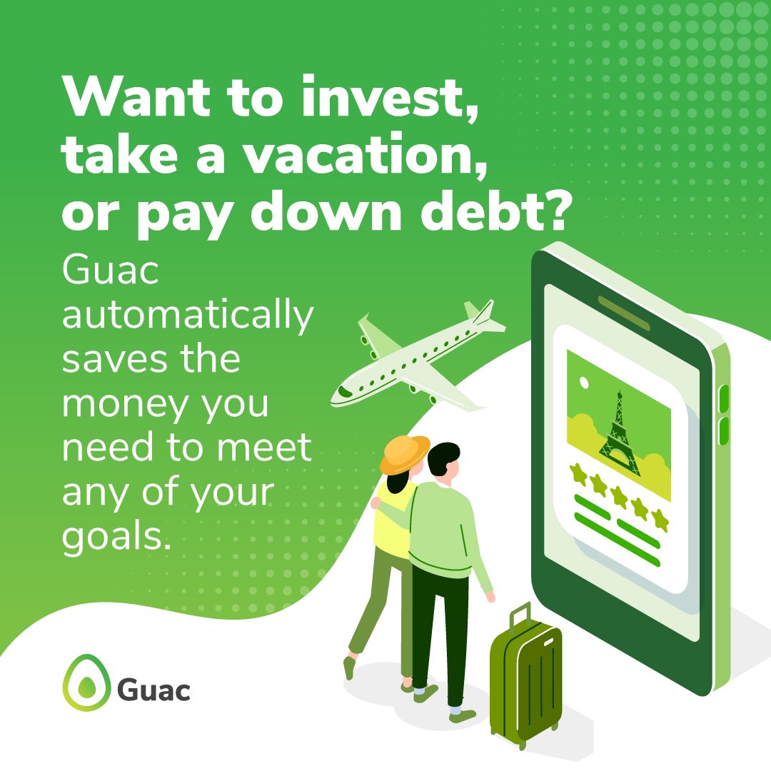 guacappsavings's tweet photo. Have trouble saving? The majority of people do…  Guac automates your savings to meet your goals quickly and consistently! Let’s get started. 🥑 #savewhileyouspend https://t.co/f0a7Gb2AN4