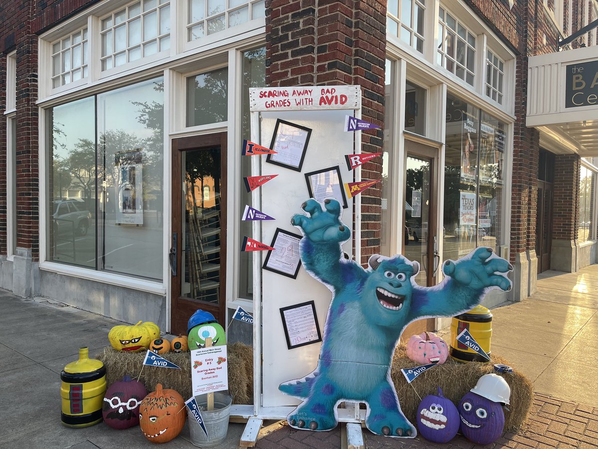 Major s/o to BHS AVID Executive officers for putting together this yr’s Downtown Brenham Scarecrow! Voting starts this weekend &amp; we would greatly appreciate your support! We are scaring away bad grades with AVID &amp; preparing for success after high school! <a href="/BrenhamHS/">Brenham High School</a> <a href="/BrenhamISD/">Brenham ISD</a>