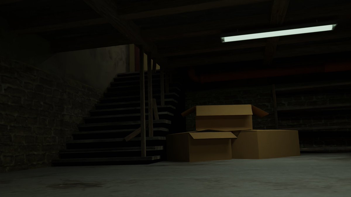 Time to start populating the house alittle more with props before exporting for the actual game again 👻🤔 Any ideas on the basement boxes and shelves? Lol #indie #gamedev #ghost #Halloween #hauntedhouse #indiegames #blender #3D #FNAF #style #horror #WIP #paranormal #basement