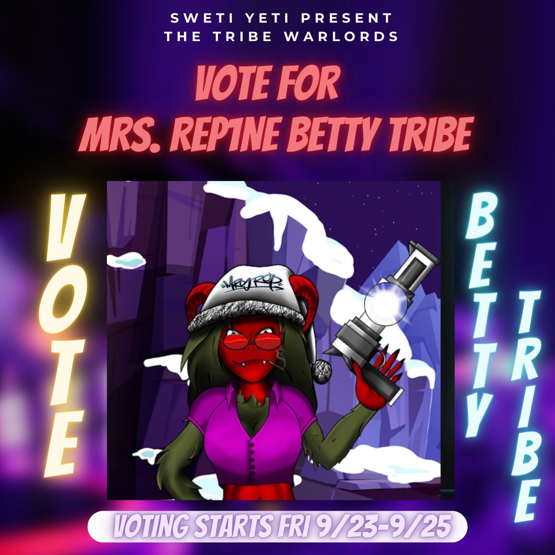Let’s go BETTY TRIBE let them know the BETTY TRIBE is where it’s at!!! @CalibratedCapt @Sir_HotRod @Mike_Booth @1122Blessed @JoseuVelez @ColorSkeemzNFT @kittyDCT19 @xr8dv8 @BabylungsBree @AnisafayMadden @so_annieways @iamneenso @tid3bit @SassySwetiYeti @RasanNunes