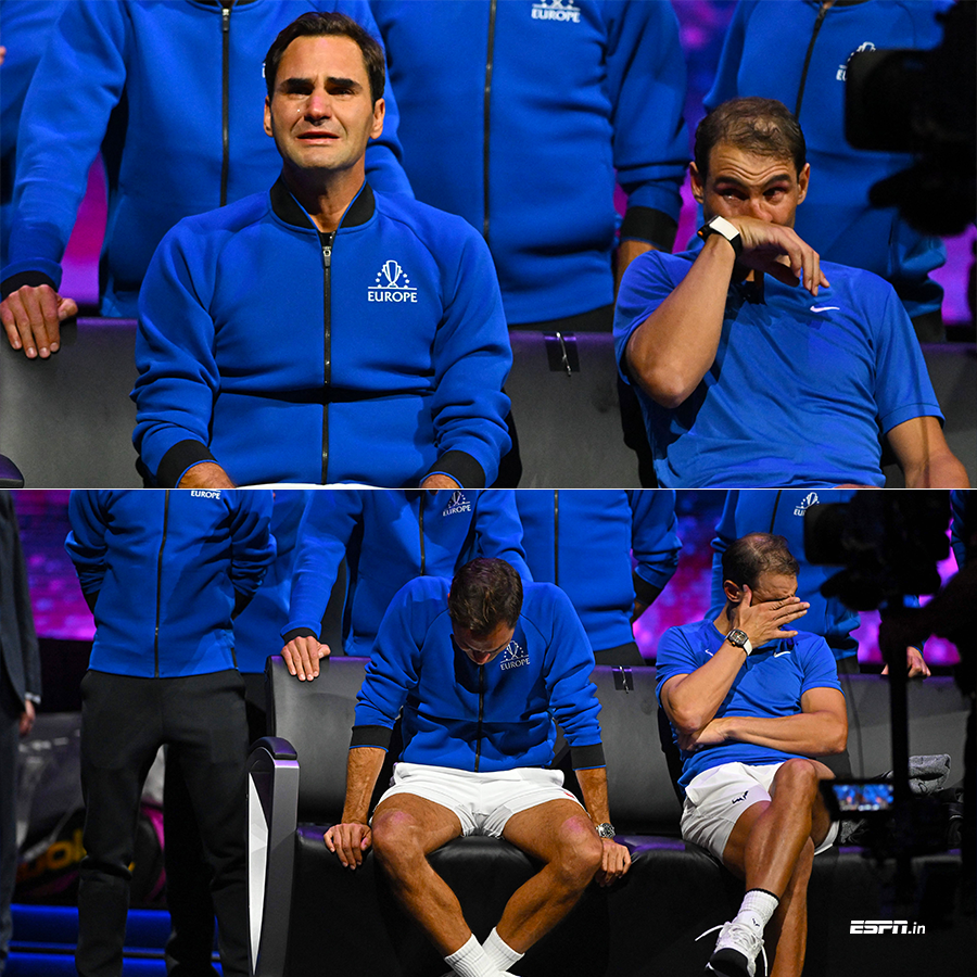 ESPNIndia's tweet photo. Rafael Nadal couldn't hold back his tears 😭 

#ThankYouRoger https://t.co/tvAD3DY2EL