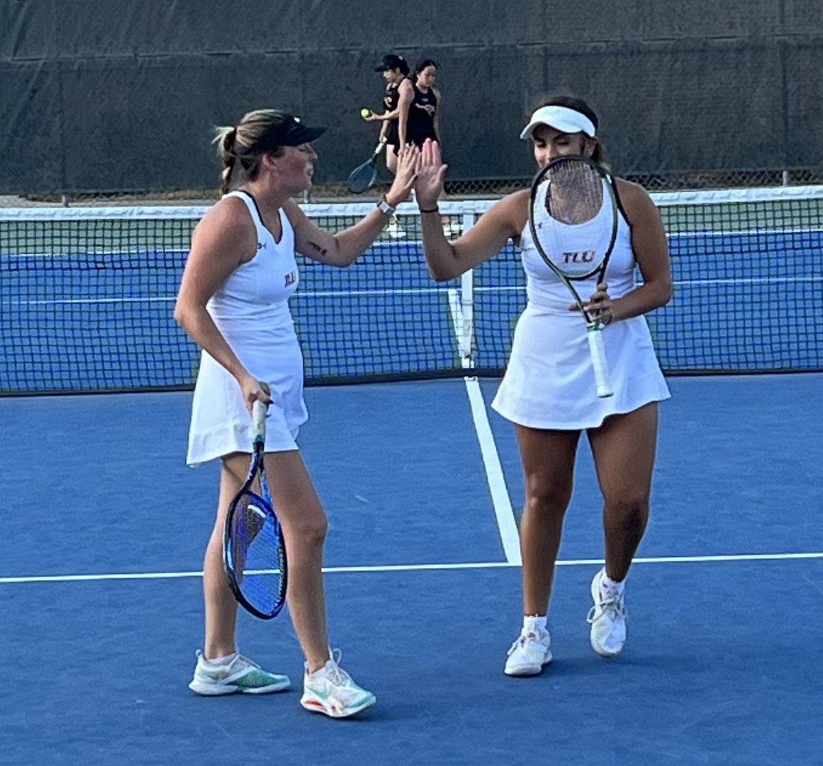 Let’s GO!!! Kaitlyn and Victoria with 4 huge wins between them on day 1 of the Regional ITA Championships at Trinity University! #bulldogtennis #pupsup