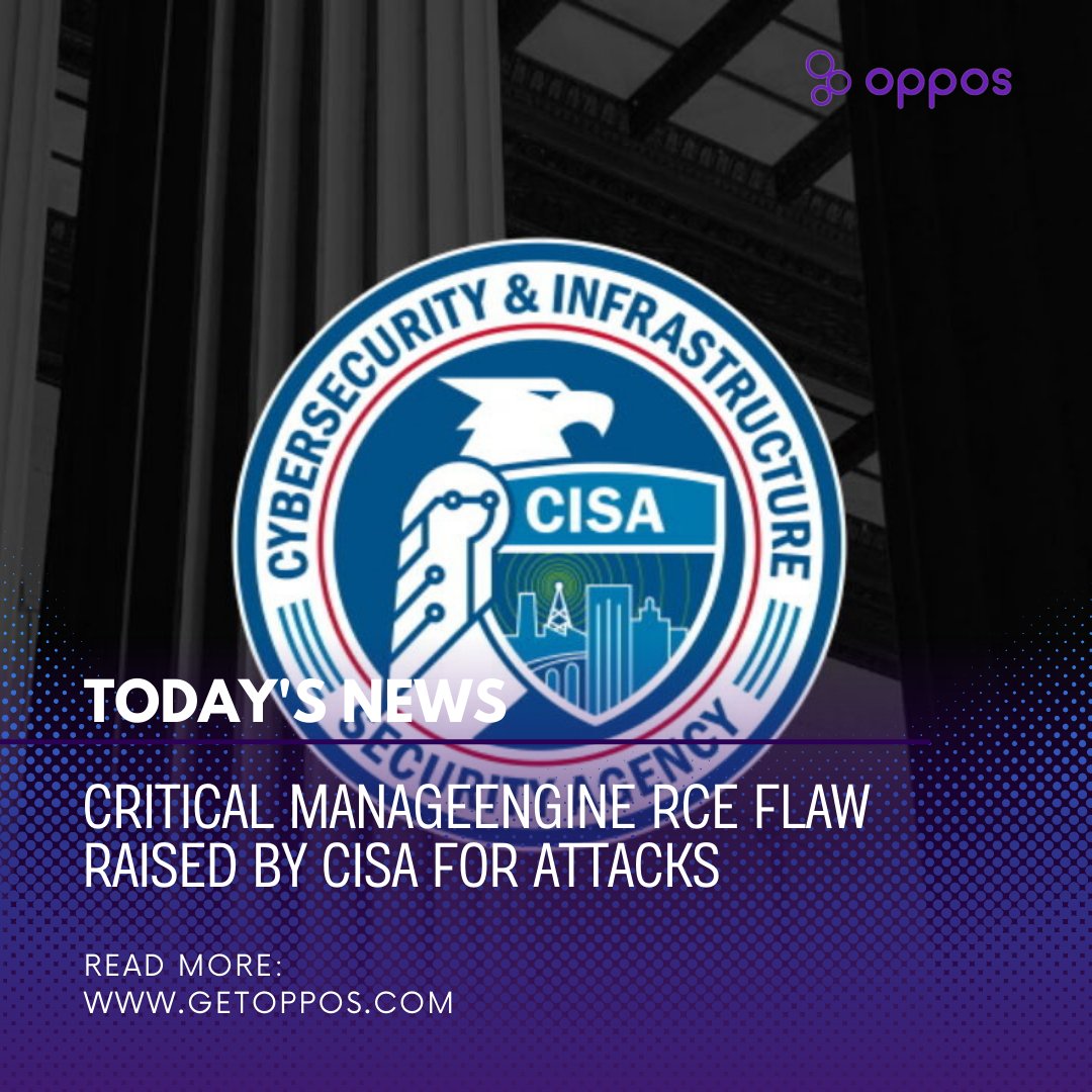 GetOppos's tweet photo. CISA has added a severe Java deserialization vulnerability impacting Zoho ManageEngine products to its list of exploited issues.
This bug (CVE-2022-35405) can be exploited in low-complexity attacks to remotely execute code on servers.
#CISA #getoppos #cybersecurity https://t.co/mnYo19tdJx