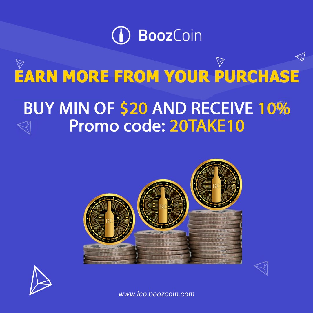 boooz_coin's tweet photo. Earn more from your purchase
ππΌPromo code: 20TAKE10 - Buy min of $20 and receive 10%
ππΌPromo code: 50TAKE20 - Buy min of $50 and receive 20%
ππΌPromo code: 100TAKE30 - Buy min of $100 and receive 30%
ππΌPromo code: 200TAKE50 - Buy min of $200 and receive 50%
.
#BoozCoin #BoozeCoin https://t.co/oqeDYaR4zJ