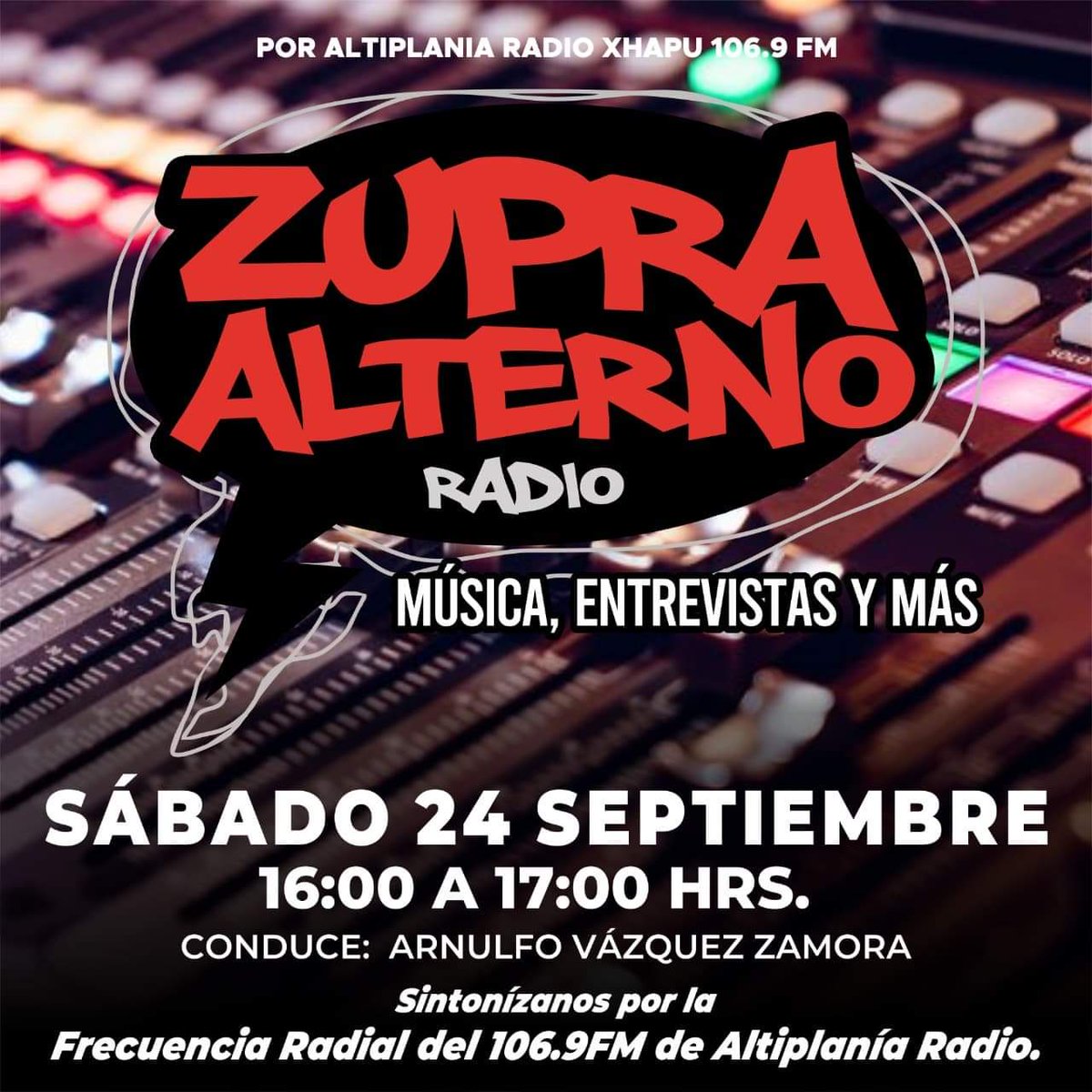 ARNULFOVAZQUEZ's tweet image. #ZUPRAALTERNO #ROCKYOTRASALTERNATIVAS #SÁBADO24SEPTIEMBRE #DE4A5DELATARDE #ALTIPLANIARADIO106PUNTO9FM #CONDUCEARNULFOVZ #DGPHYAYOL #SAHAGUNENSES #MX2022

zeno.fm/radio/altiplan…
