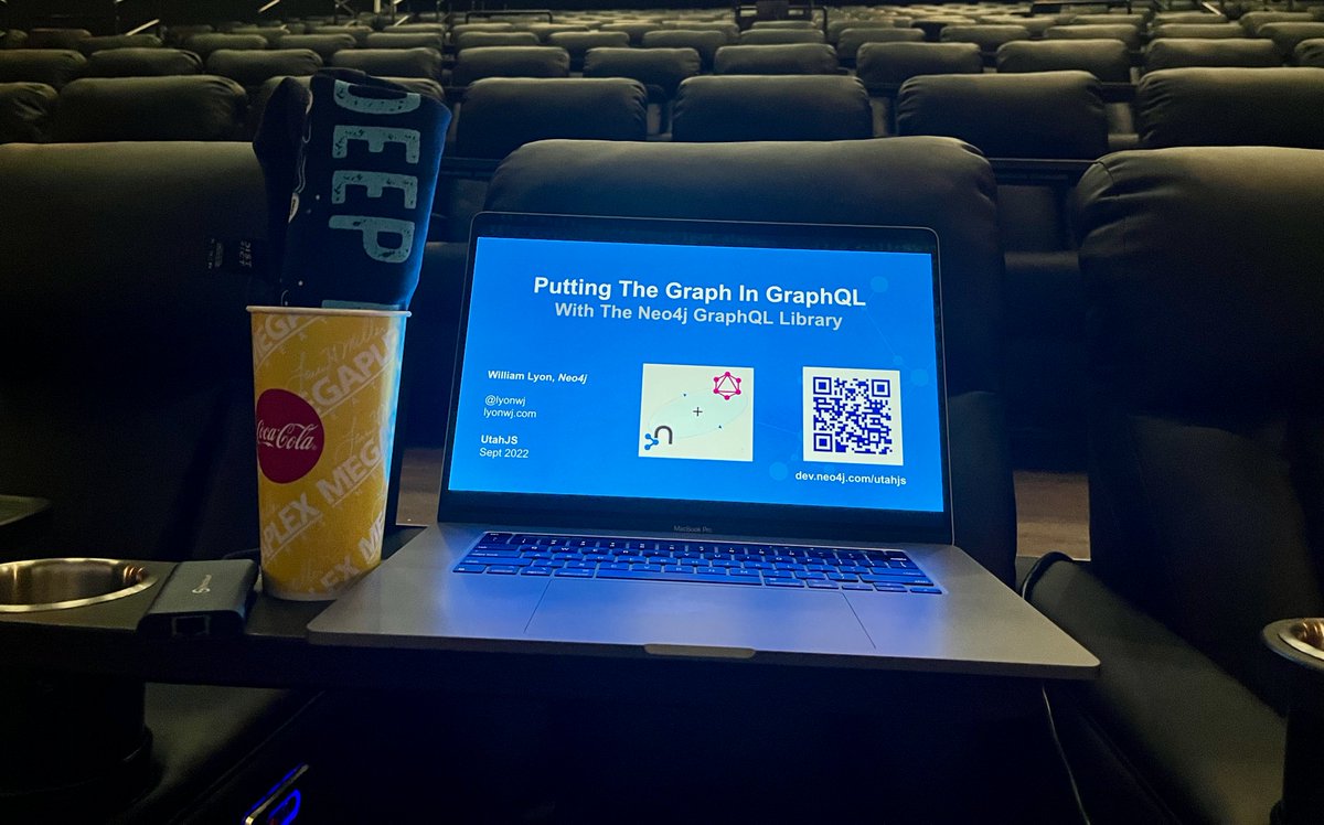 lyonwj's tweet photo. 🍿🎥#UtahJS was my first conference in a movie theater - great idea for a comfy venue. Thanks to all the organizers for putting the conference together!
If you missed my talk on building #GraphQL APIs w/ @neo4j you can find the slides here: https://t.co/cYledJciU0 https://t.co/iiQ7N73TOJ