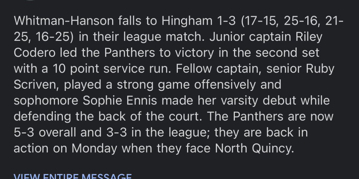 WHathletics's tweet photo. Volleyball falls at Hingham https://t.co/RCPUTYRVtS
