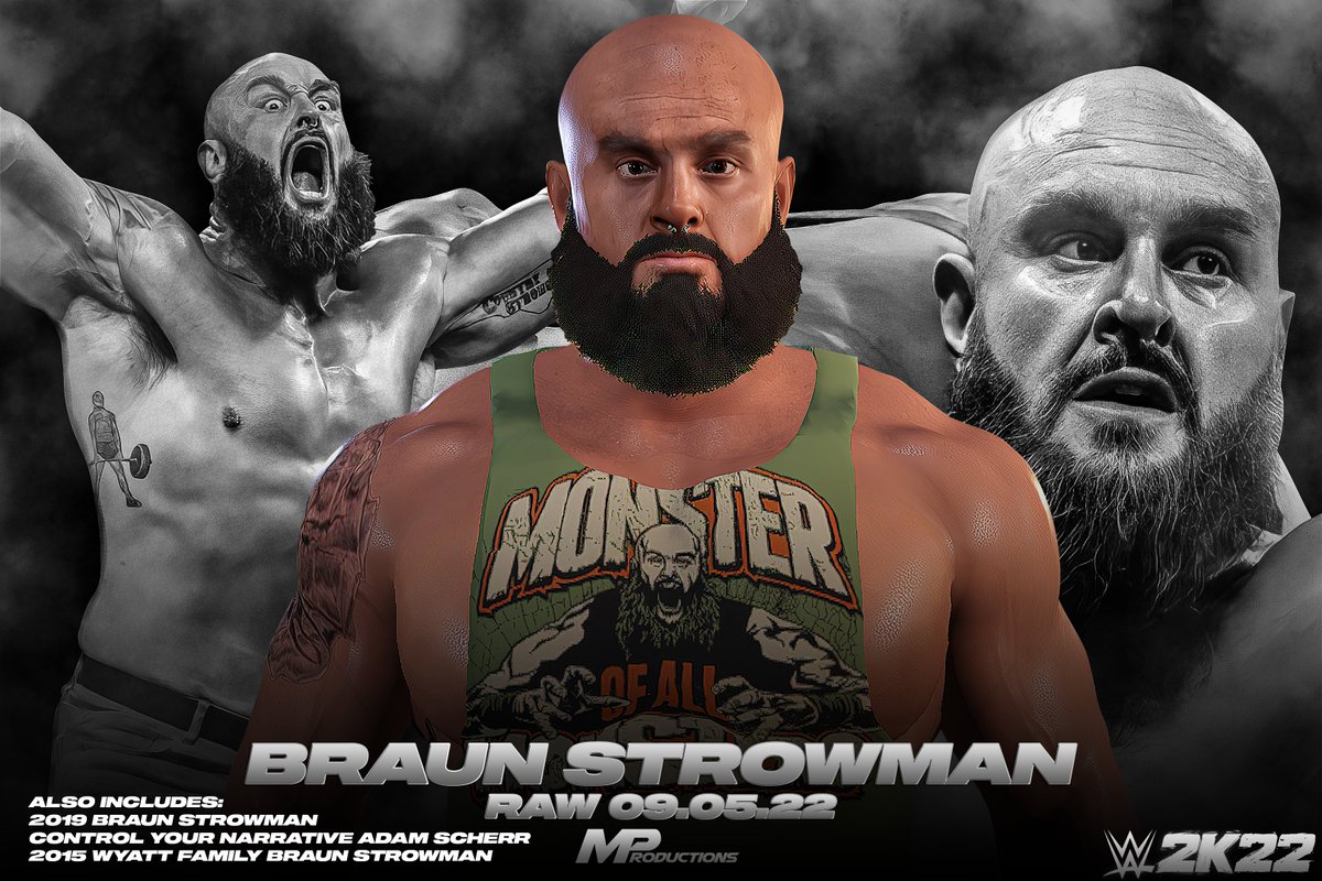 Madden2kCaws's tweet image. 🚨NEW CAW ALERT🚨 Braun Strowman &apos;22 is now available on Community Creations in #WWE2K22 Shoutout to @PHENOMCAWS for the superman tattoo and @IRONLOLYOLO3 for the body texture. This CAW includes 4 different attires all pictured below. Use #Madden2k when downloading this CAW