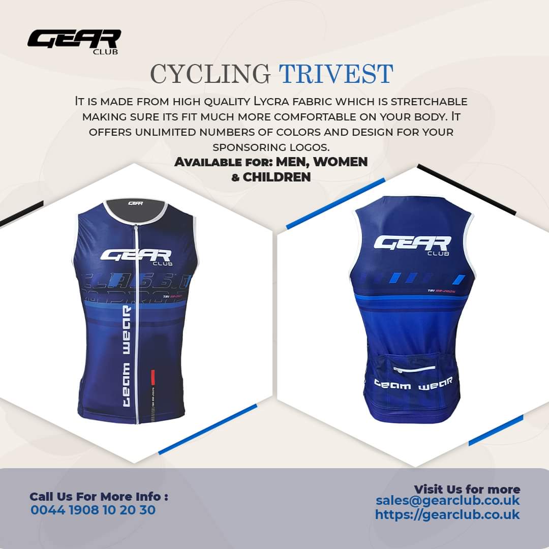 Check out our complete range of Triathlon Wear!

Email: sales@gearclub.co.uk
Website: gearclub.co.uk/product/trivest

#gearclub #cyclingwear #cyclingclothing #triathlonwear #trivest #customtrivest #cyclingclub #cyclingapparel #cyclingkit #cyclingteam #bestcyclingkits #cyclingwearuk