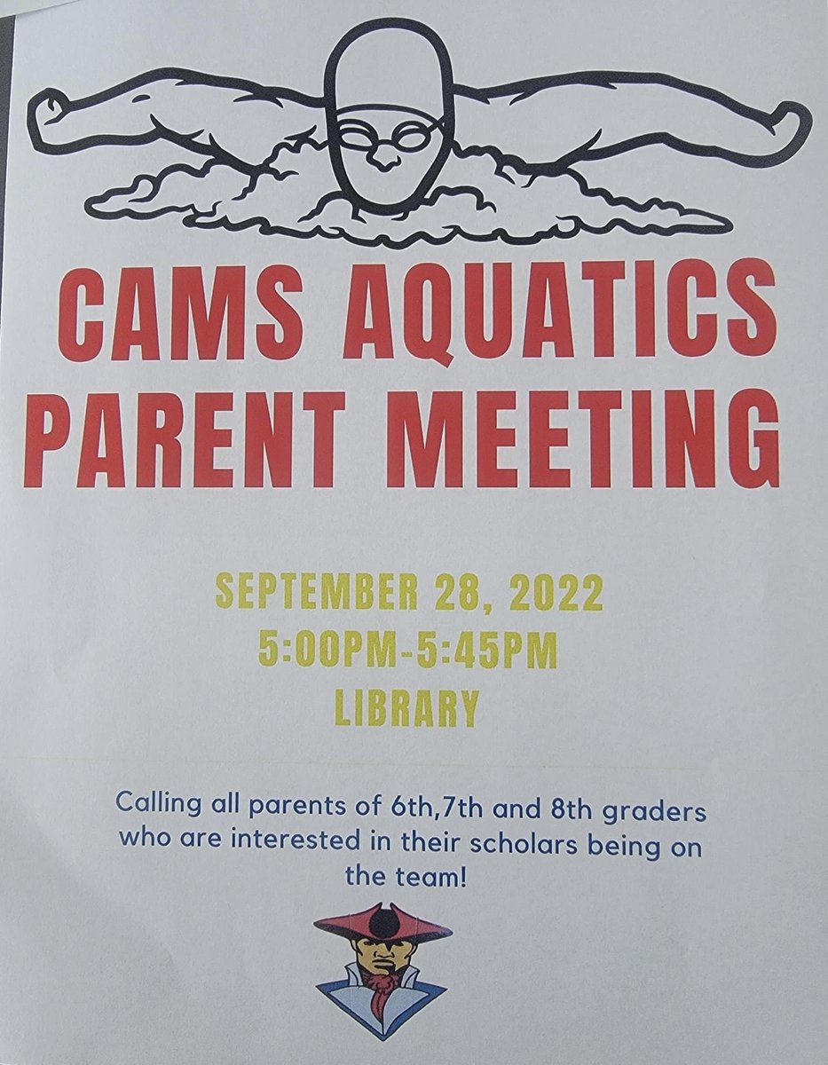Parents…. Does your scholar like to swim and interested in being on the swim team???? Come out for this important meeting… #PrideofSunnyside