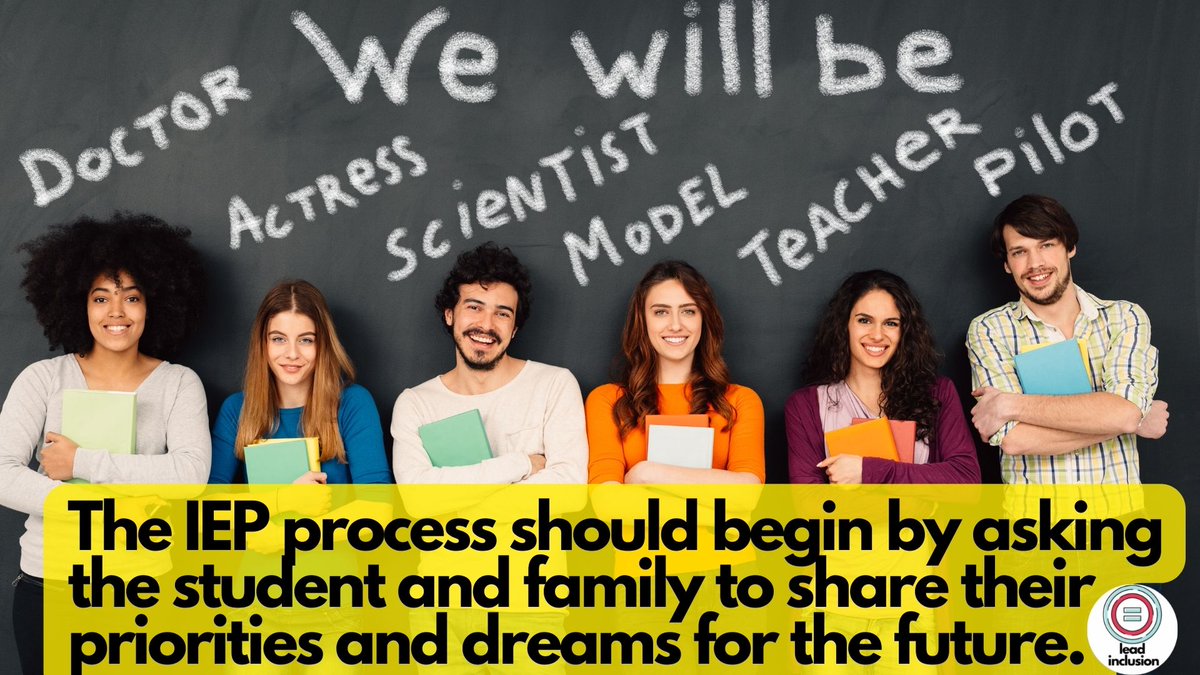 The IEP process should begin, well in advance of the formal IEP meeting, by asking the student and family to share their priorities and dreams for the future. #LeadInclusion #EdChat #UDL #UDLchat #Inclusion #EdLeadership