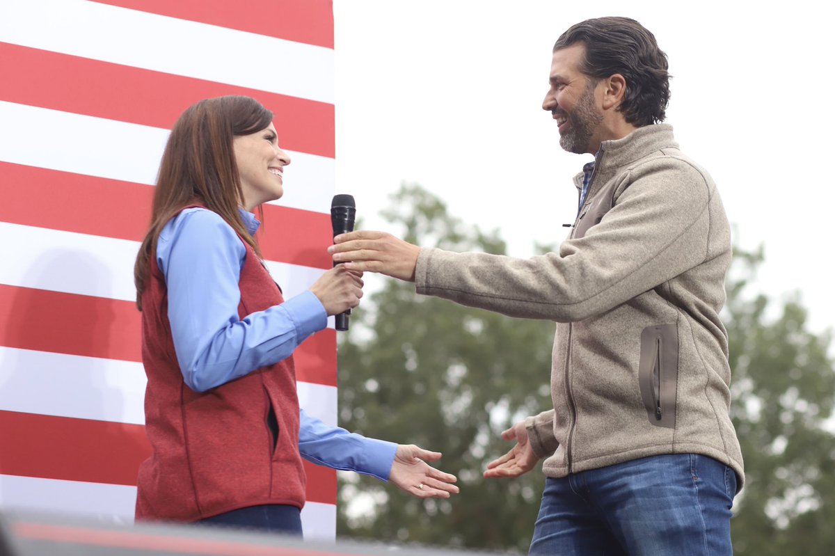 TrevierG's tweet photo. In her second rally today, @TudorDixon’s campaign received a boost from @DonaldJTrumpJr as the two criticized @gretchenwhitmer. Dixon laid into the gov’s Covid response, saying students’ education been impacted, also saying the state’s infrastructure has been neglected, etc. https://t.co/xqPVHMKuXx