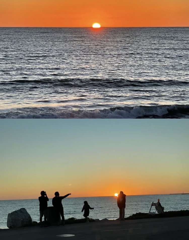 Agathabmce's tweet photo. There are few people and the scenery is beautiful, quietly listening to the waves, watching the sun sink to the sea level little by little😍😍😍 https://t.co/XAcMCUrzcF