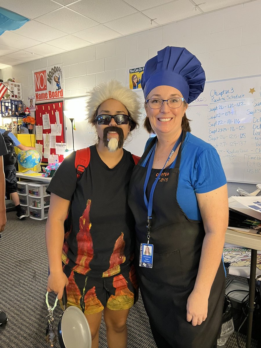 Had a great day!! Ai got to read up on baking bread in the RHS media center and Look what Super Foodie showed up to class. Guy Fieri!!!