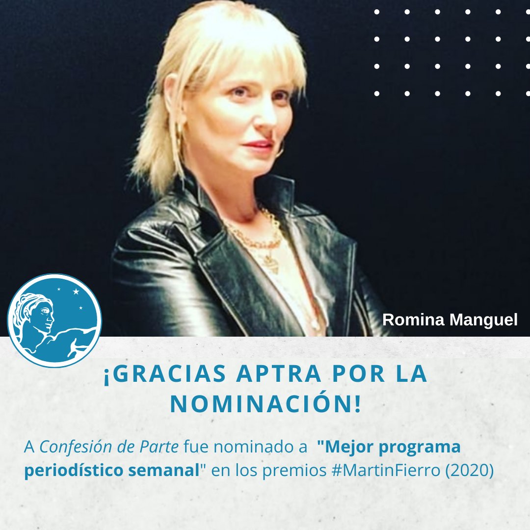 fmmilenium's tweet photo. 🏆 ¡A Confesión de Parte nominado al Martin Fierro!

Gracias @aptra_ok por la nominación en la terna de mejor programa periodístico semanal 📣

Es un orgullo y una alegría hacer este programa conducido por @rominamanguel todos los domingos a las 12hs en #FmMilenium 📻 https://t.co/H00J4Q4EcV