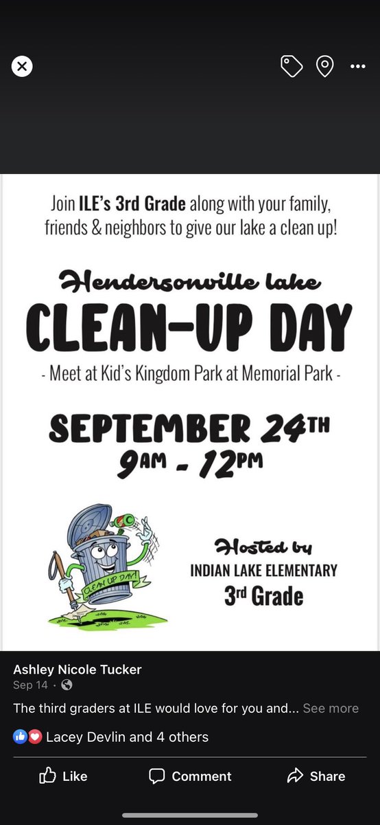 Tomorrow is the day! Join us at Kids Kingdom park at 9 to help clean up the lake!