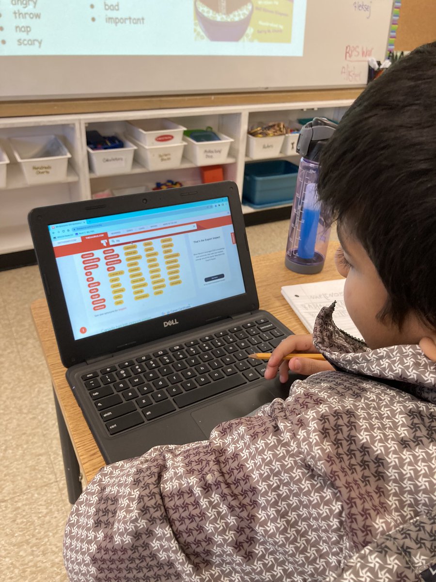 Our mentor text today reminded us that good writers use tools to improve their word choice. Students then used an online thesaurus to find synonyms for boring words, like ‘big’ or ‘cute’. <a href="/mckwrdsb/">Mackenzie King PS</a>