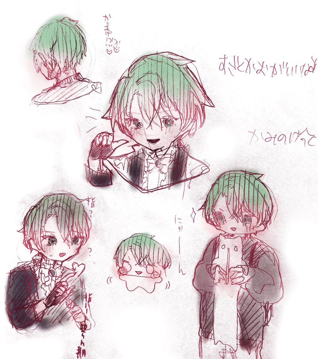 初描き描き慣らしの釉くん むずかしすぎ( ; ; )🤚🏻