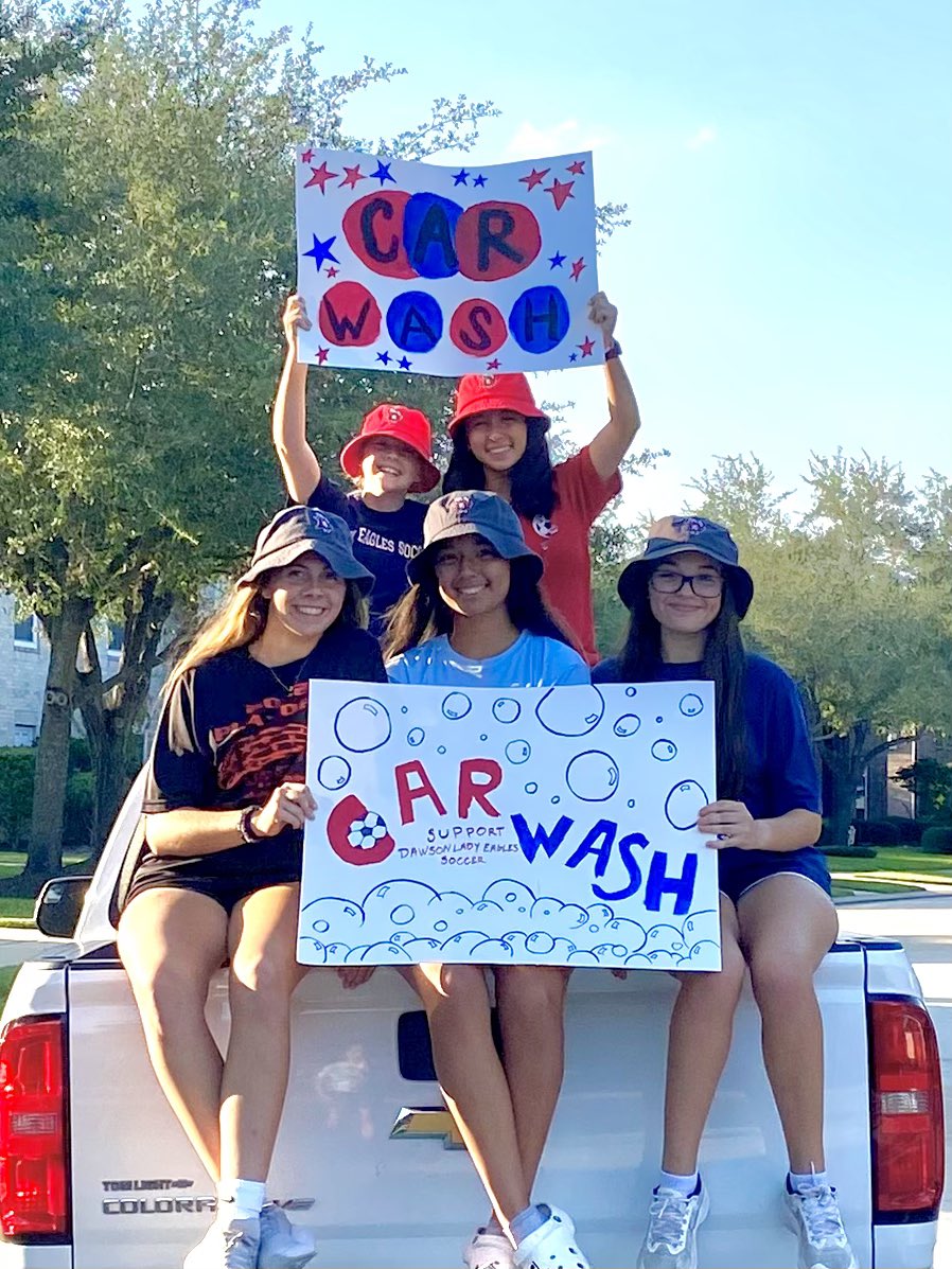 Lady Eagles car wash &amp; Big Horn BBQ fundraiser!!! PRINT your flyer! 
🗓️: Tomorrow 9/24/22
📍: Big Horn BBQ; 2300 Smith Ranch
⏰ : 11:00-4:00
🎟️ : bring your $10 ticket or purchase via cash or card there
***Bucket Hats will also be for sale
<a href="/DawsonHighSchl/">Dawson Eagles</a>