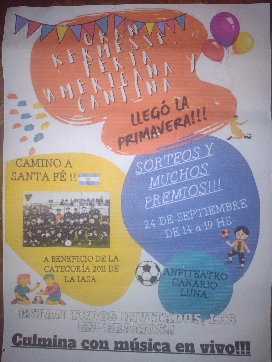 La categoría 2011 de Sud América necesita de tu colaboración para viajar a Santa Fé. Realizará un Gran Espectáculo mañana en el Anfiteatro Canario Luna de 14 a 19. Pasá a colaborar y darles una mano para el sueño de los botijas.