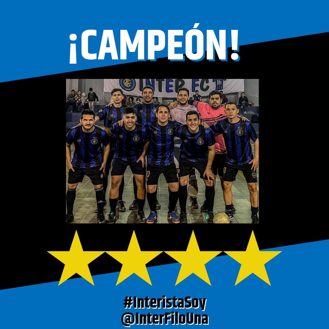 InterFiloUna's tweet photo. Dale campeón... dale campeón!!

SOMOS TETRACAMPEÓN DEL TORNEO @ceffuna ⭐️⭐️⭐️⭐️

Victoria de 2-0 en un partidazo con @DiestrosFc 👏

#InteristaSoy🖤💙 https://t.co/KGDQfrU4v9