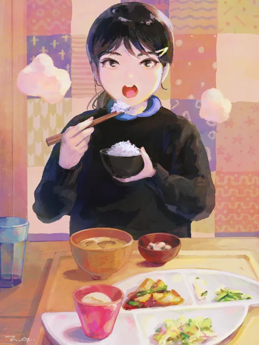 食べたり出かけたりの絵 