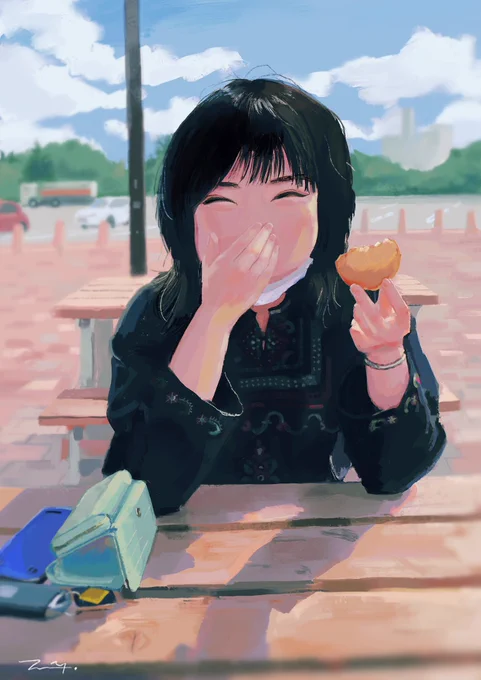 食べたり出かけたりの絵 