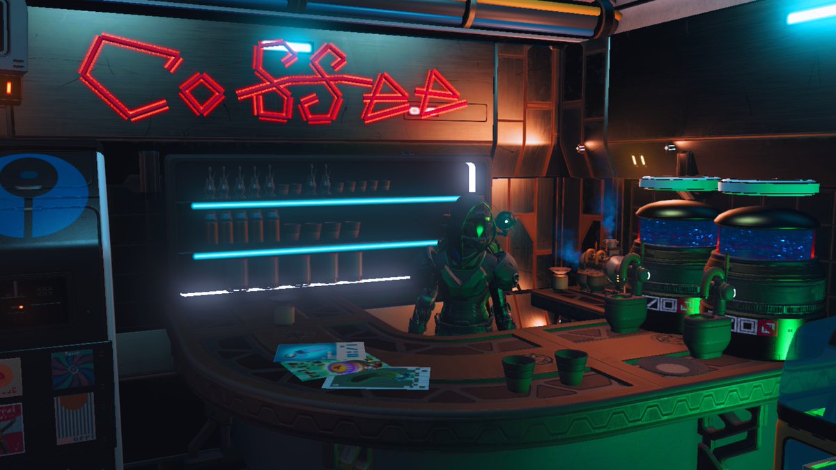 Stopped by <a href="/Jagrule21Nms/">Jagrule21NMS</a> Retro Gas Station

Awesome gas station but, unfortunately, my ship was not able to land on the landpad