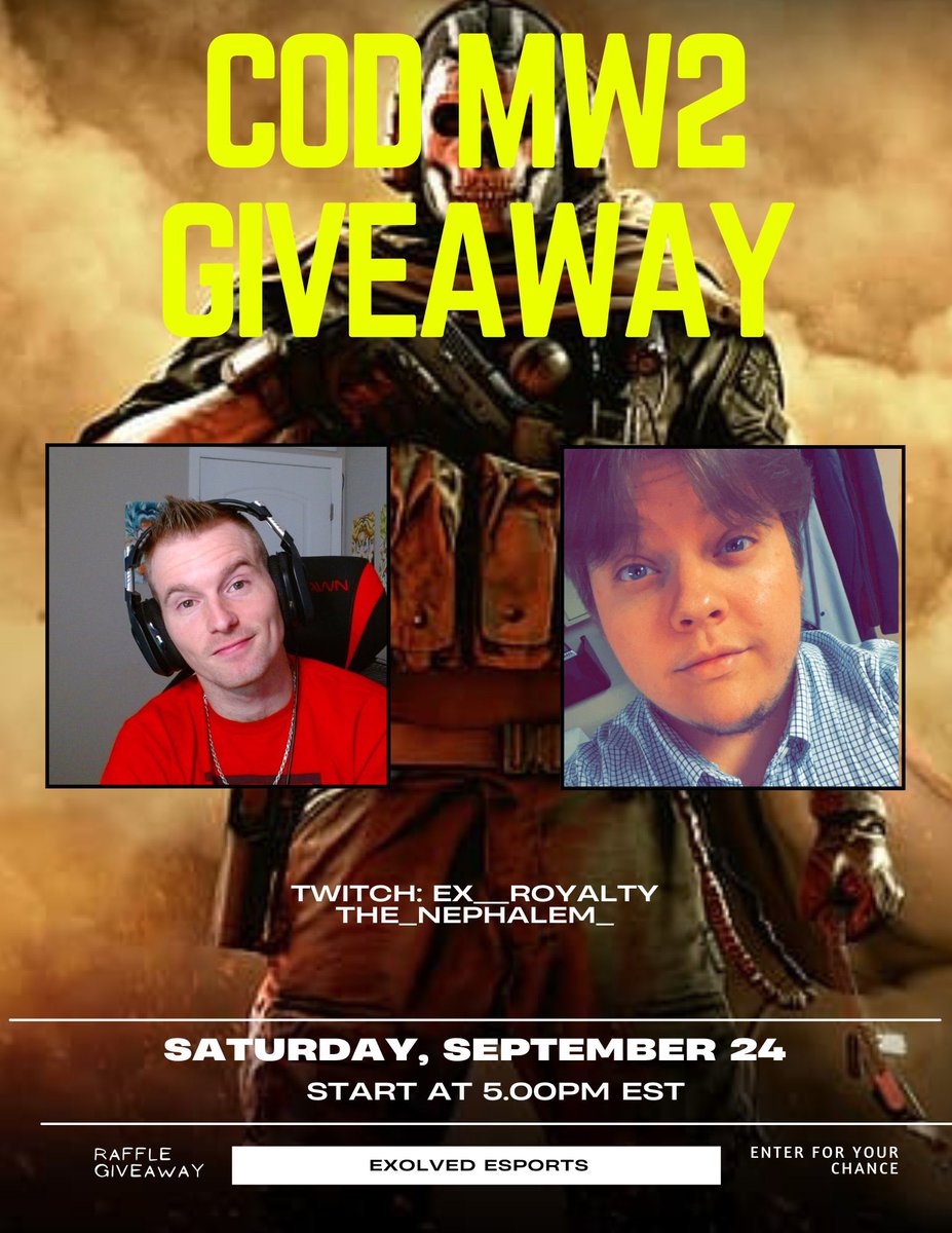 Tomorrow 5 est @TheNephalem_ and I will be going toe to to with the sweats of the beta! Not only to run it up on CoD but to show you what you could win! We are going to be giving away not 1 but 2 copies of Call of Duty MW2! The only thing left to do is show up and test your luck!