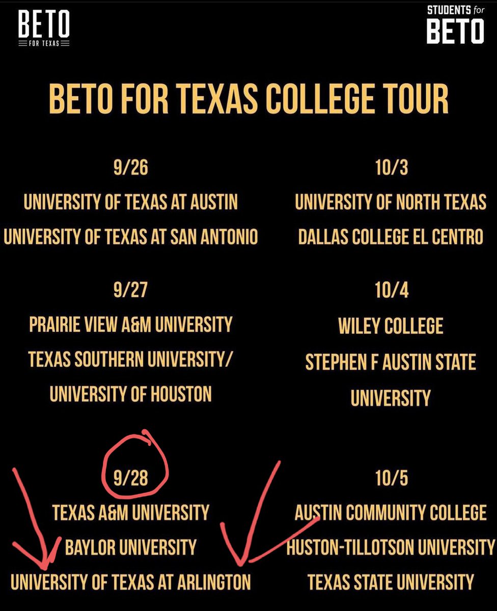 niles_73's tweet photo. For anybody interested Beto is gonna be in the DFW area at UTA on Sept. 28 at 5:30!! I'm like 90% sure this event is open to everyone not just students so come on down! More info and sign up on his page https://t.co/r1P8zPy3oh https://t.co/nNQc1Iarwq