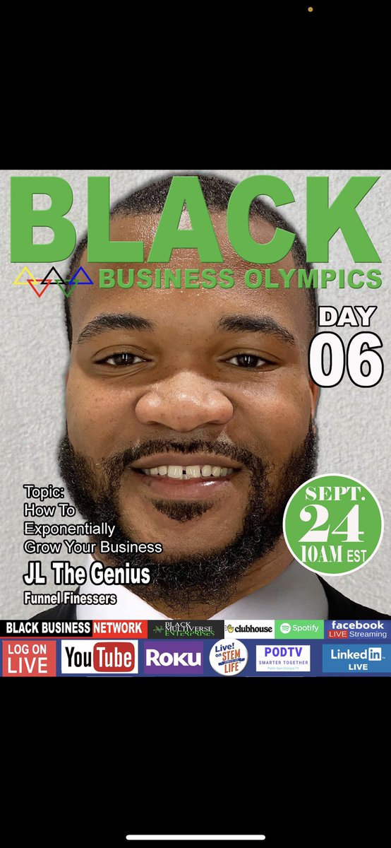 BlackBusinessUS's tweet photo. The Black Business Olympics, a 7 day broadcast streaming live on https://t.co/D1BW9GROML Day 6, Part 1 https://t.co/RGqqWT3cll