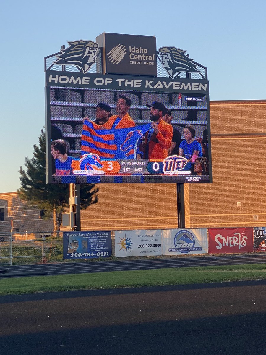 It’s bye week. Thanks to <a href="/Idaho_Central/">ICCU</a> we have burgers on the grill and the Broncos on the video board.