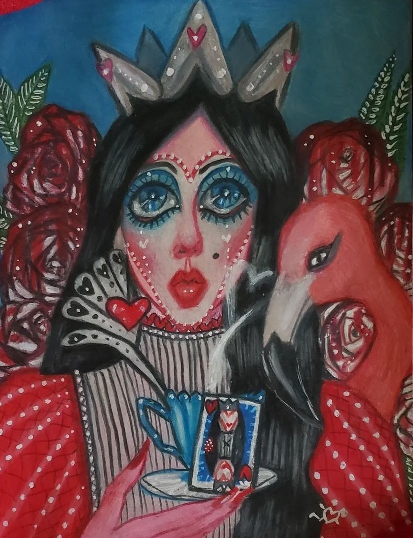 VibrantTendancy's tweet photo. Queen of Hearts ❤️

Prints for sale! (US shipping only) 
$15.00 
payment via PayPal

#queenofhearts #art #original #design #valentinesday #art #romantic #color #prismacolorpencils #queen #tweet #AliceinWonderland #talent #beauty #create #explore #hair https://t.co/YuC6KhOCo4