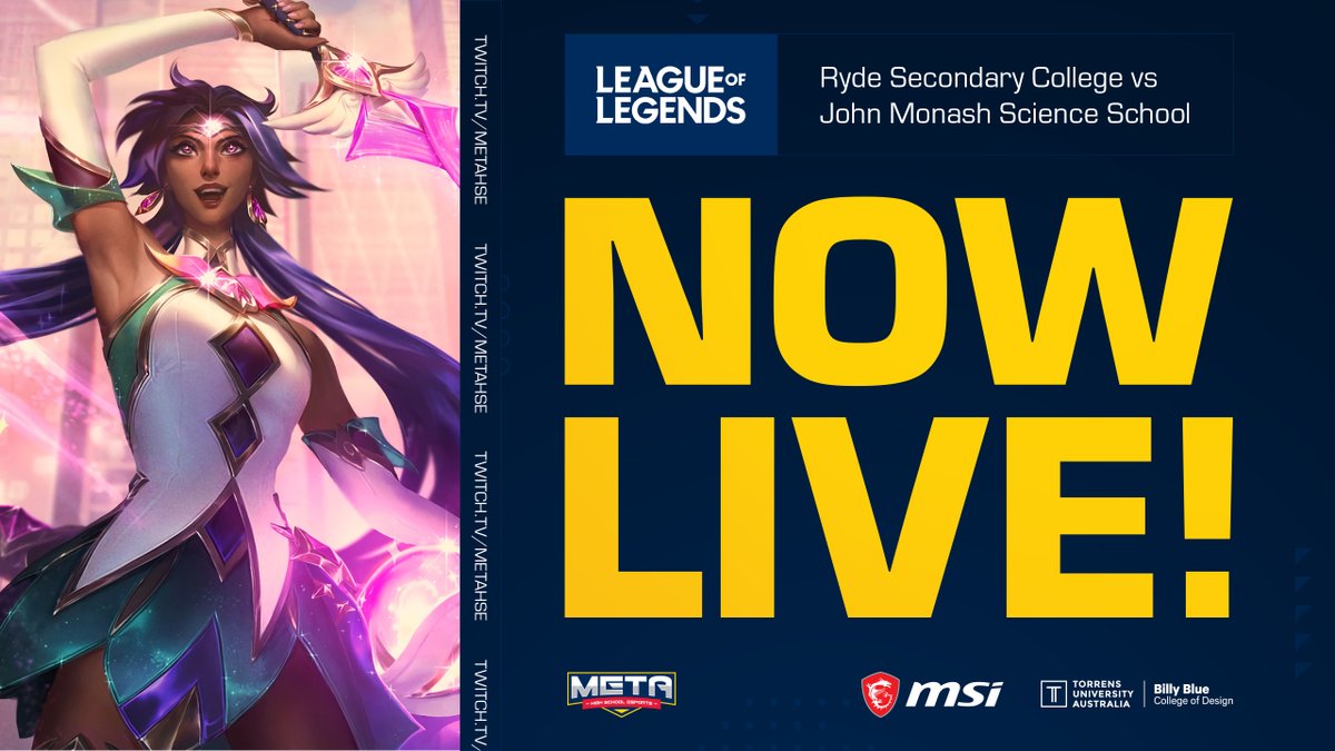 We're going live with the Term 2 League of Legends National Finals!

In today's match up we have John Monash Science School up against Ryde Secondary College.

🗣️ <a href="/TheBazza59/">Bailey 'Baz' Runholm</a> &amp; <a href="/Emperor_zK/">Emperor_zK</a>

Proudly supported by: 
<a href="/AustraliaMSI/">MSI Australia</a> &amp; <a href="/TorrensUni/">TorrensUni</a> | <a href="/WhoIsBillyBlue/">WhoIsBillyBlue</a>