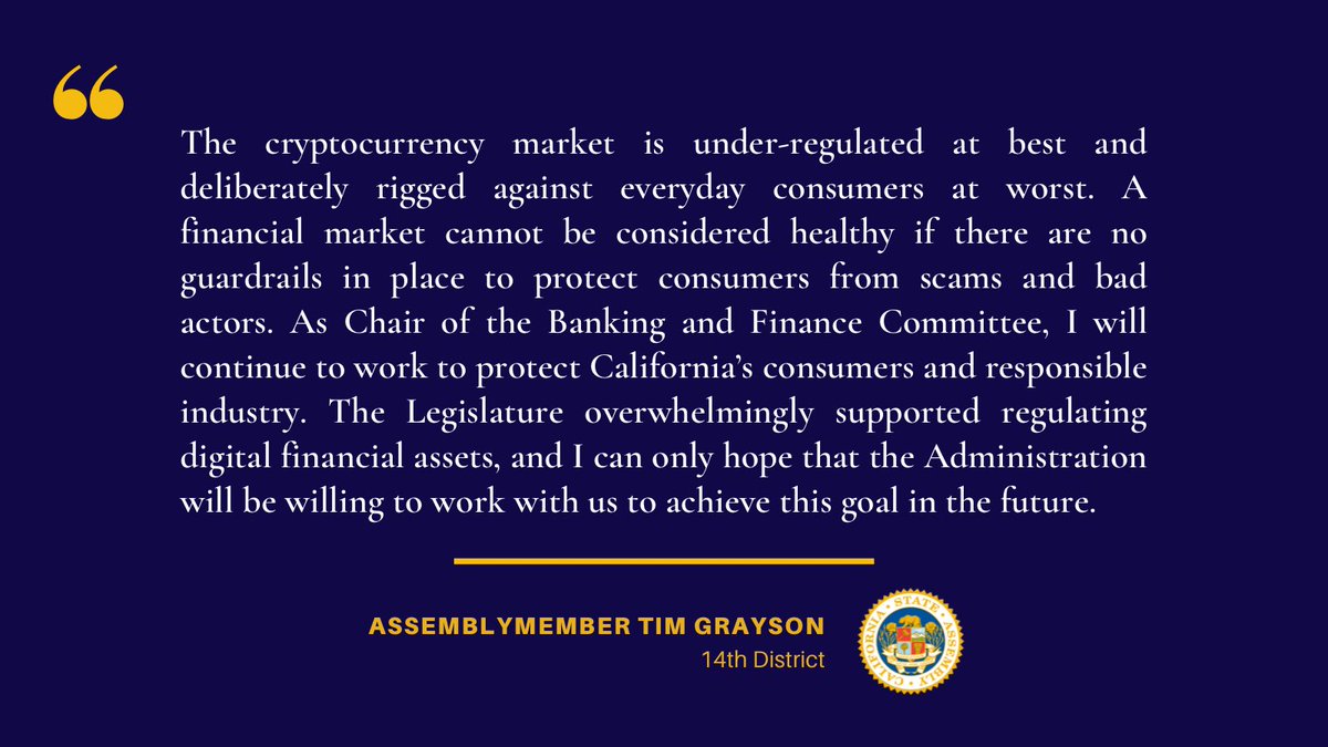 The cryptocurrency market is under-regulated at best and deliberately  rigged against everyday consumers at worst. A financial market cannot be  considered healthy if there are no guardrails in place to protect consumers