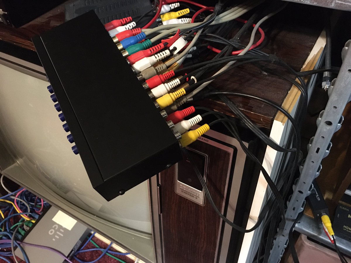 crtdude's tweet photo. No matter how carefully you think you wired everything up, it always manages to devolve into a tangled mess of cables after a couple of years. I believe this is one of the immutable laws of the universe. https://t.co/y2DK6QsfxT