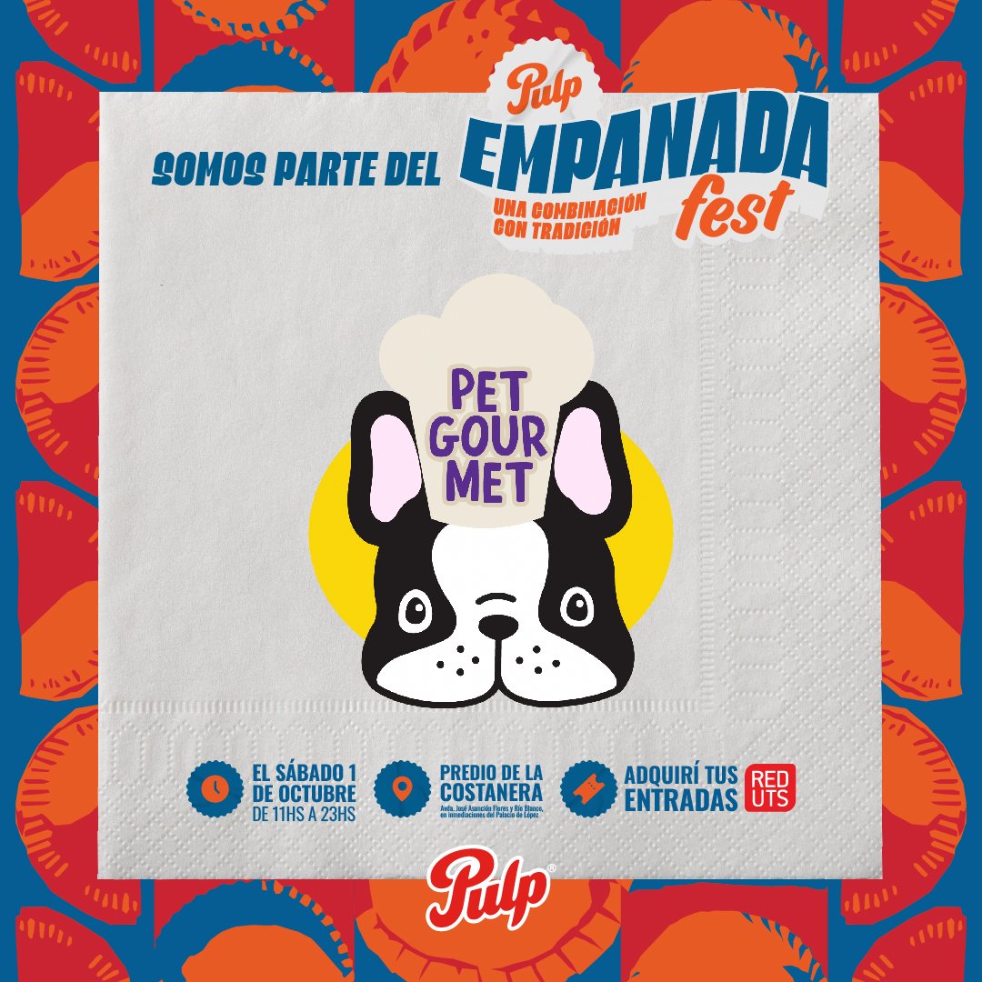 Pulp Paraguay (@pulp_py) on Twitter photo ¡Tus mascotas van a poder disfrutar deliciosas empanadas aptas para ellos!🐕🥳
Presentes en el #pulpempanadafest <a href="/petgourmetpy/">@petgourmetpy</a>🐾 ¡Tus mascotas van a poder disfrutar deliciosas empanadas aptas para ellos!🐕🥳
Presentes en el #pulpempanadafest <a href="/petgourmetpy/">@petgourmetpy</a>🐾